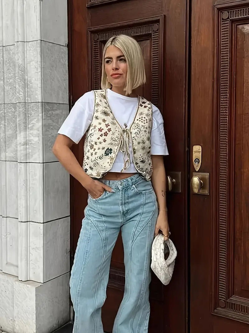 Bohemian Embroidered Floral Vest