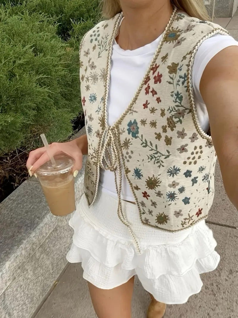 Bohemian Embroidered Floral Vest