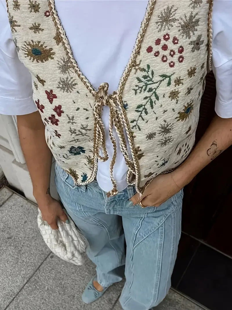 Bohemian Embroidered Floral Vest
