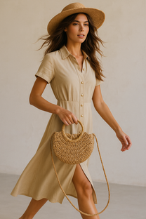 Bohemian Straw Handbag – Natural Texture