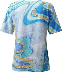 Boho Style Women&#39;s V-Neck T-Shirt with Marble Patterns