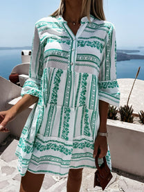 Boho Summer MIdi Dress With Flared Sleeves