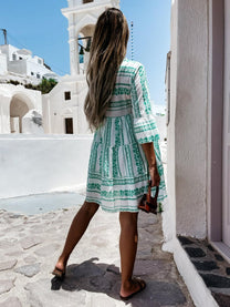 Boho Summer MIdi Dress With Flared Sleeves