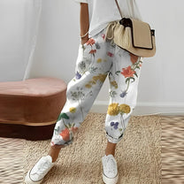 Boho Trousers With Leaf Pattern For Women