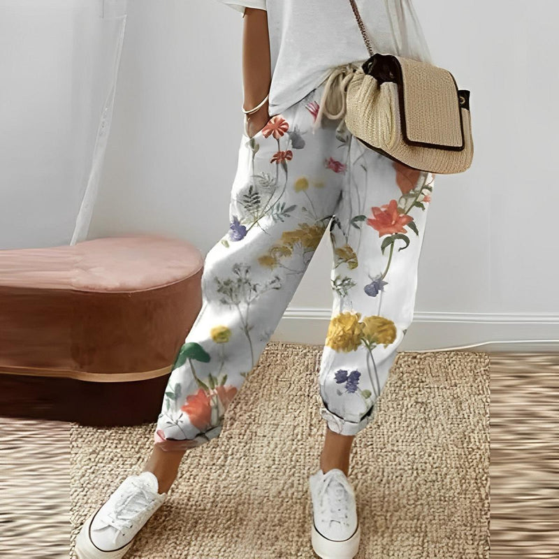 Boho Trousers With Leaf Pattern For Women
