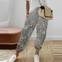Boho Trousers With Leaf Pattern For Women
