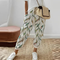 Boho Trousers With Leaf Pattern For Women