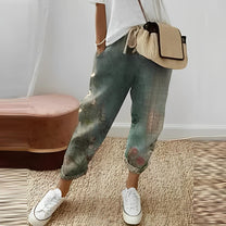 Boho Trousers With Leaf Pattern For Women