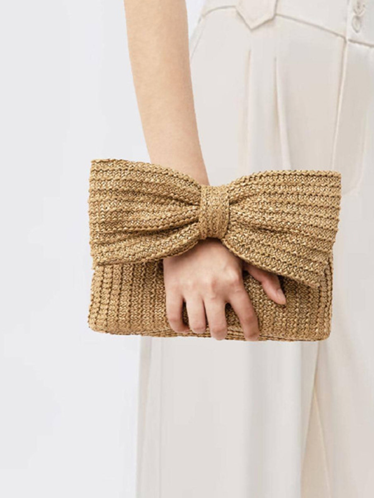 Bowknot Straw Handbag