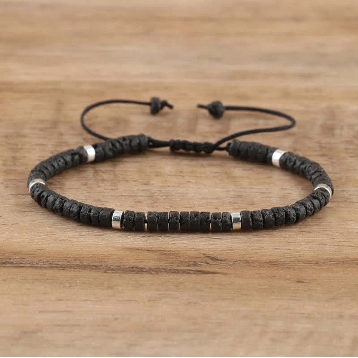 Braided Bracelet With 2.4mm Natural Stone Beads