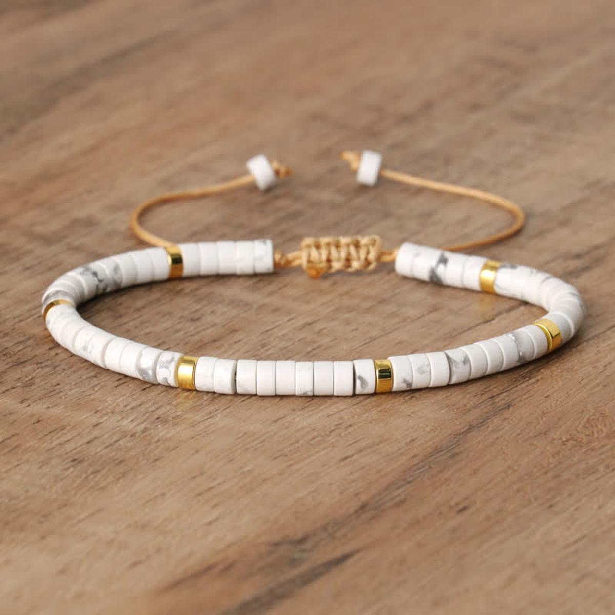 Braided Bracelet With 2.4mm Natural Stone Beads