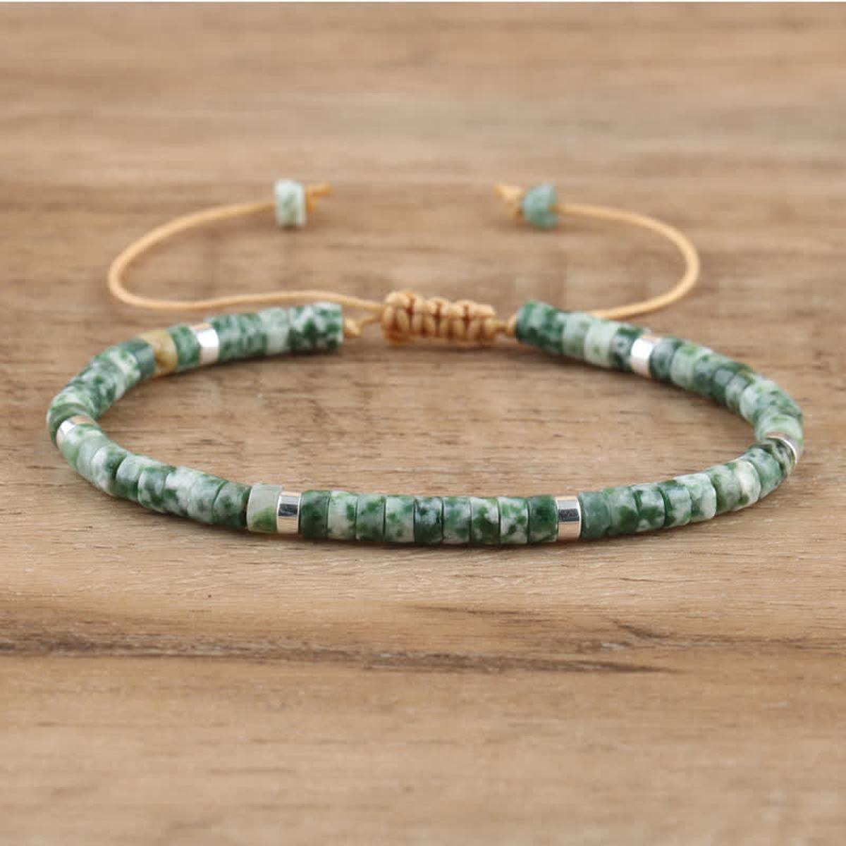 Braided Bracelet With 2.4mm Natural Stone Beads