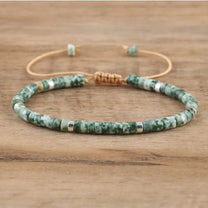 Braided Bracelet With 2.4mm Natural Stone Beads