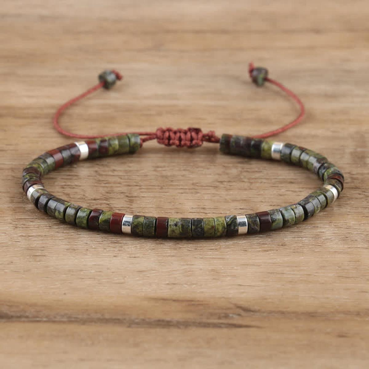 Braided Bracelet With 2.4mm Natural Stone Beads