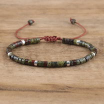 Braided Bracelet With 2.4mm Natural Stone Beads