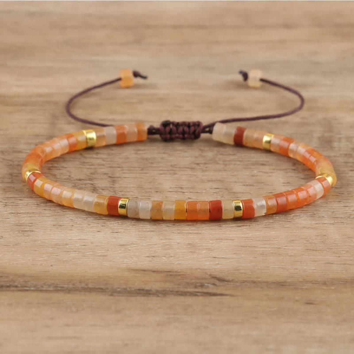 Braided Bracelet With 2.4mm Natural Stone Beads