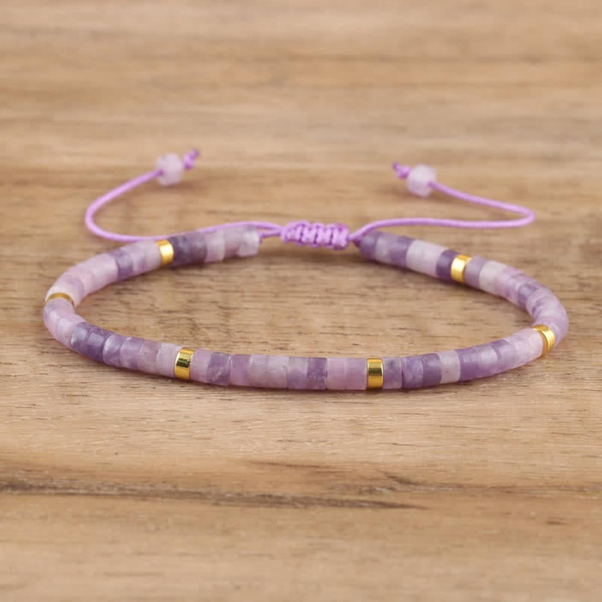 Braided Bracelet With 2.4mm Natural Stone Beads