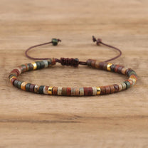Braided Bracelet With 2.4mm Natural Stone Beads