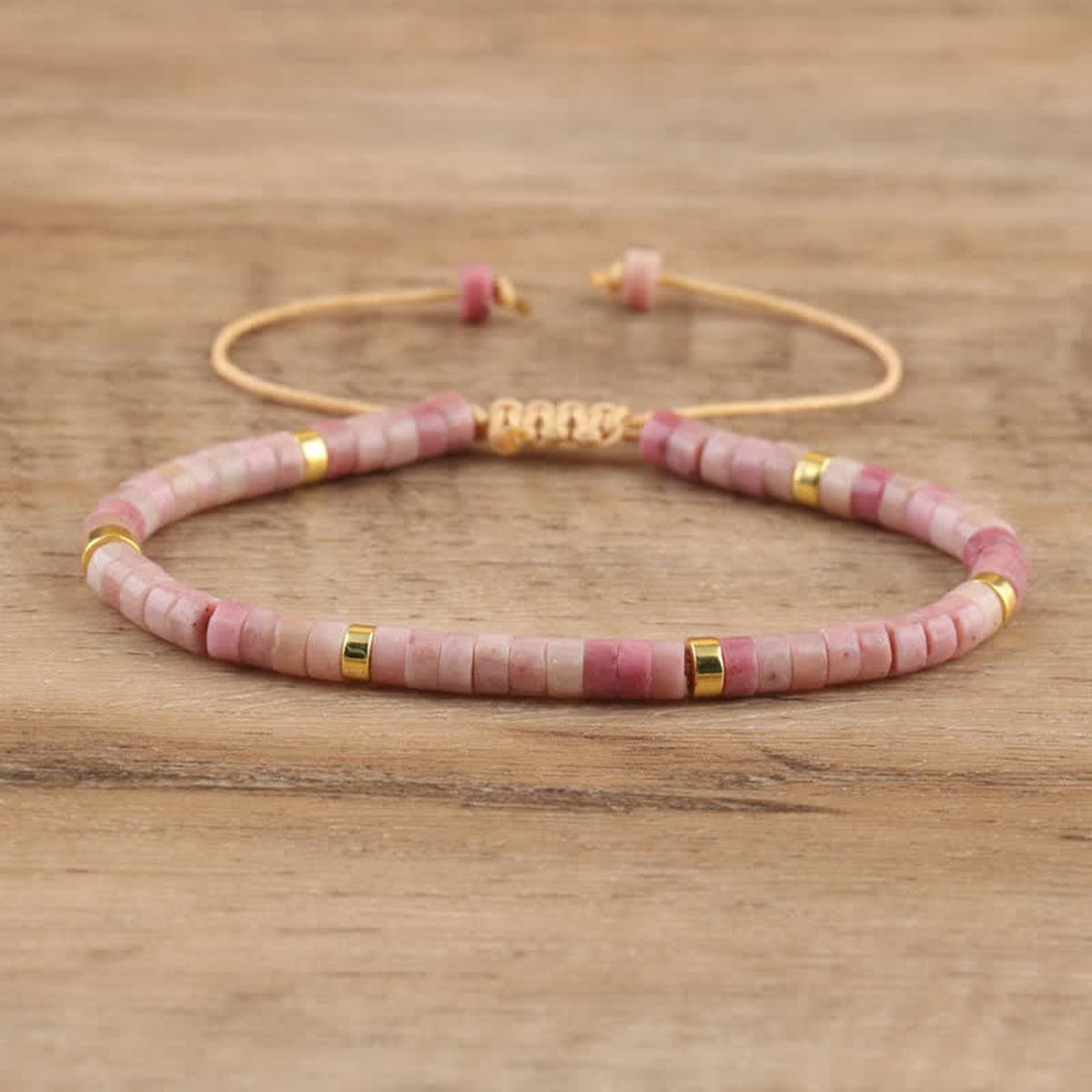 Braided Bracelet With 2.4mm Natural Stone Beads
