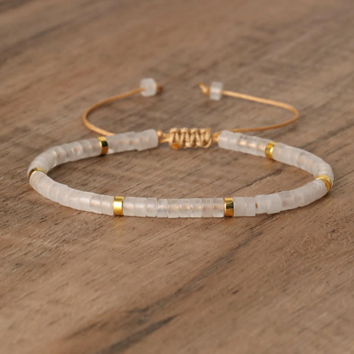 Braided Bracelet With 2.4mm Natural Stone Beads