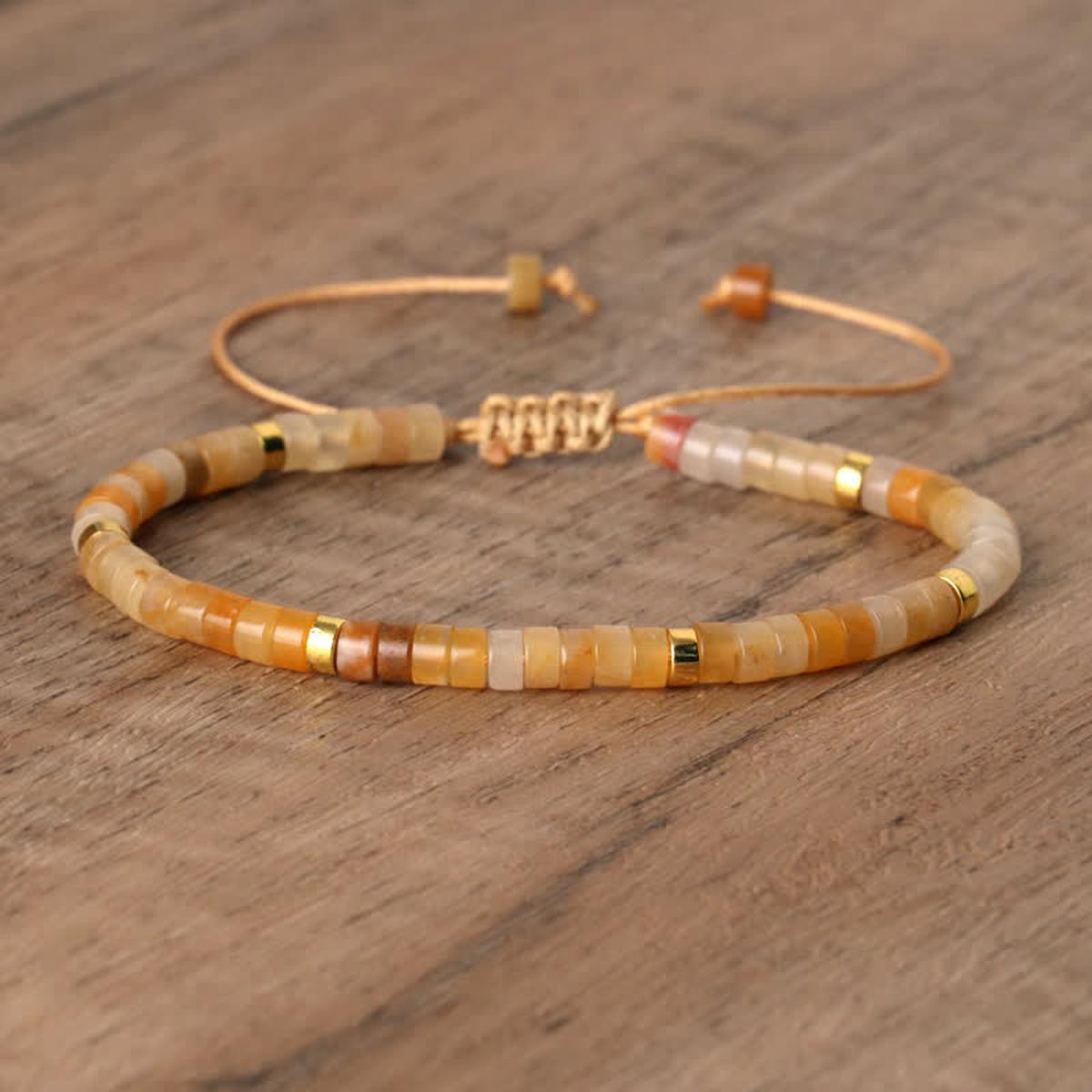 Braided Bracelet With 2.4mm Natural Stone Beads