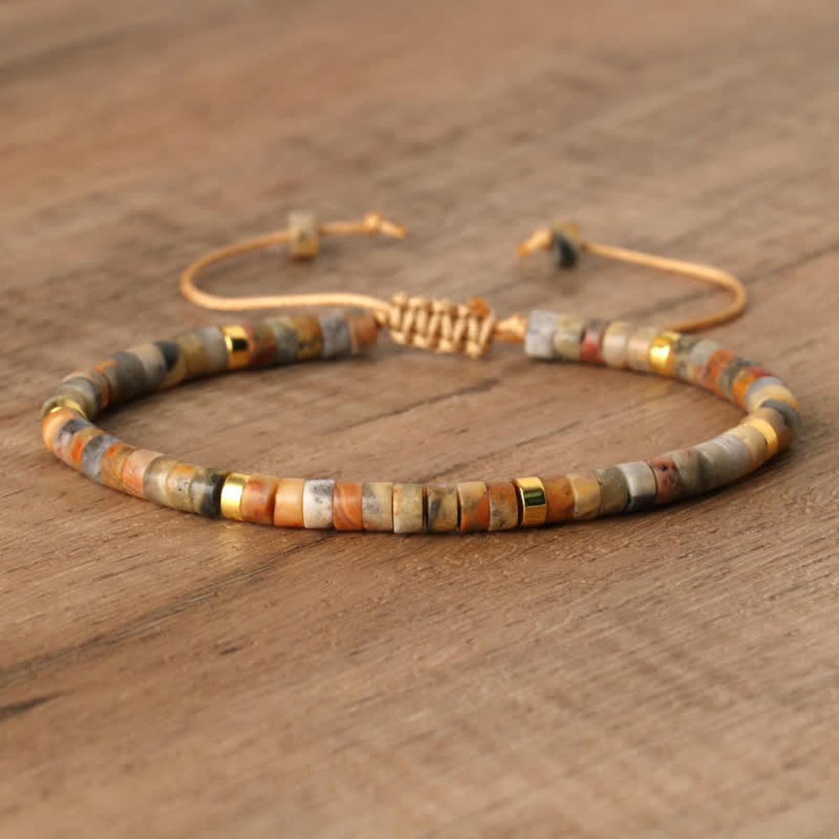 Braided Bracelet With 2.4mm Natural Stone Beads