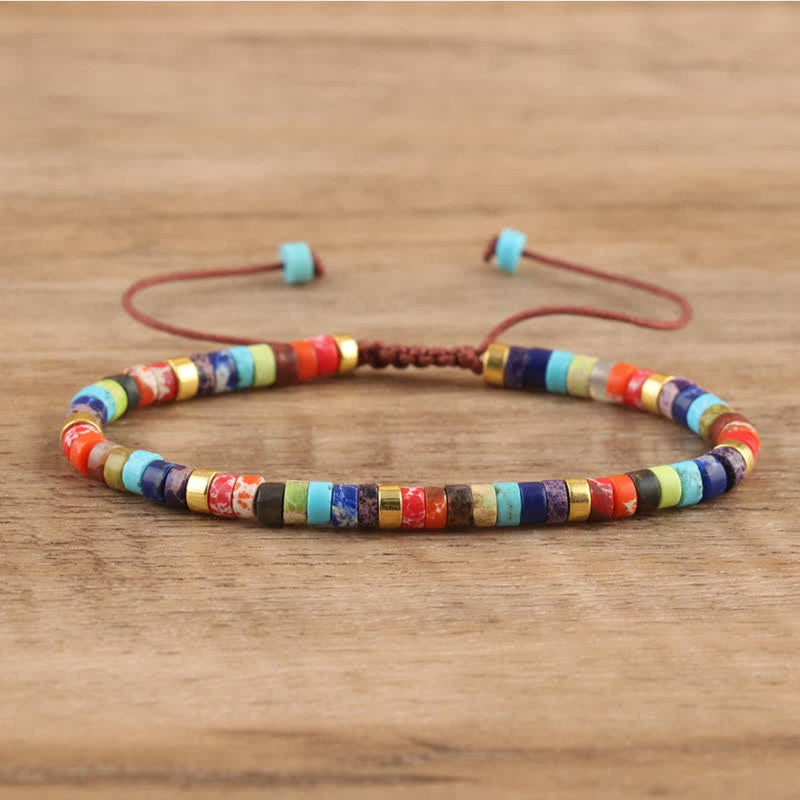Braided Bracelet With 2.4mm Natural Stone Beads