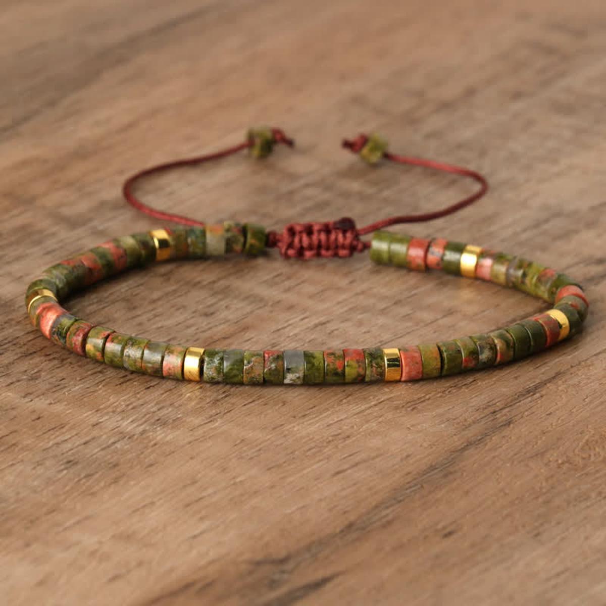Braided Bracelet With 2.4mm Natural Stone Beads