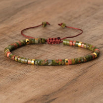 Braided Bracelet With 2.4mm Natural Stone Beads