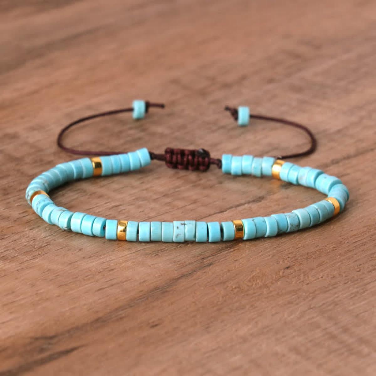 Braided Bracelet With 2.4mm Natural Stone Beads