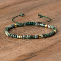 Braided Bracelet With 2.4mm Natural Stone Beads