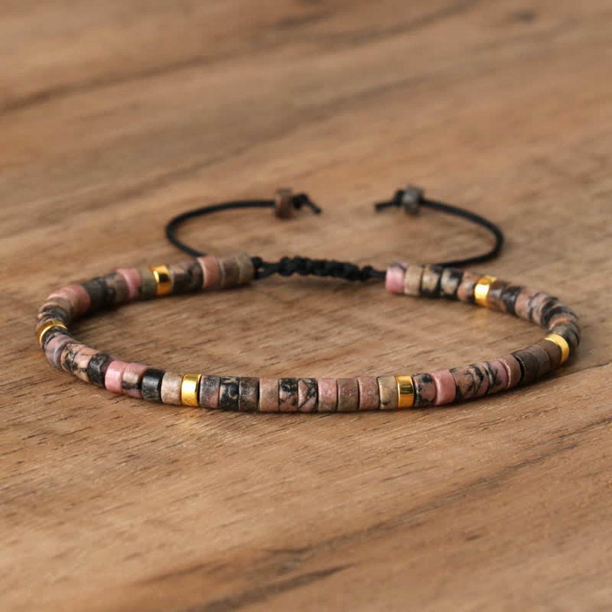 Braided Bracelet With 2.4mm Natural Stone Beads