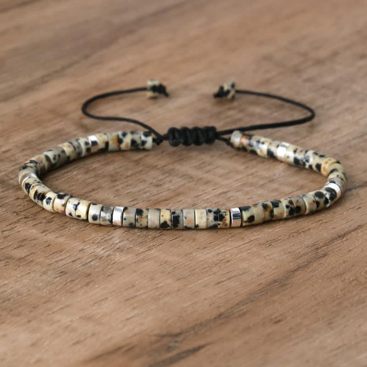 Braided Bracelet With 2.4mm Natural Stone Beads