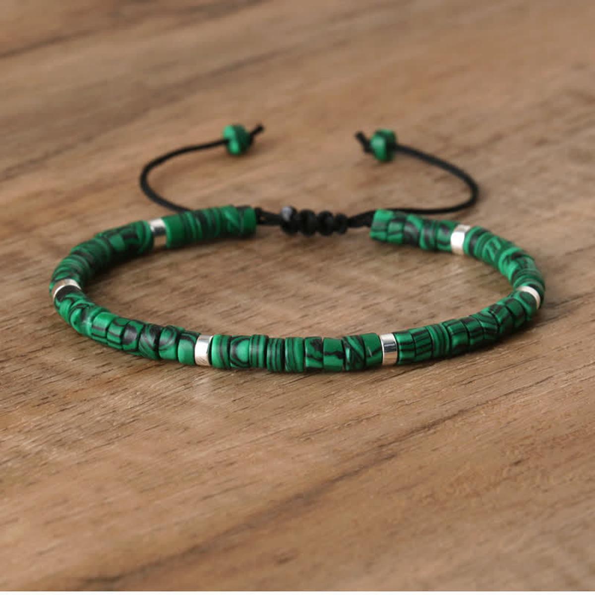 Braided Bracelet With 2.4mm Natural Stone Beads