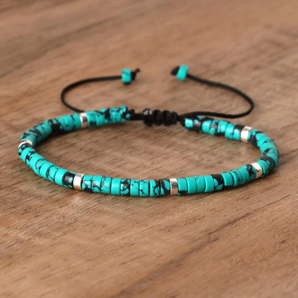 Braided Bracelet With 2.4mm Natural Stone Beads