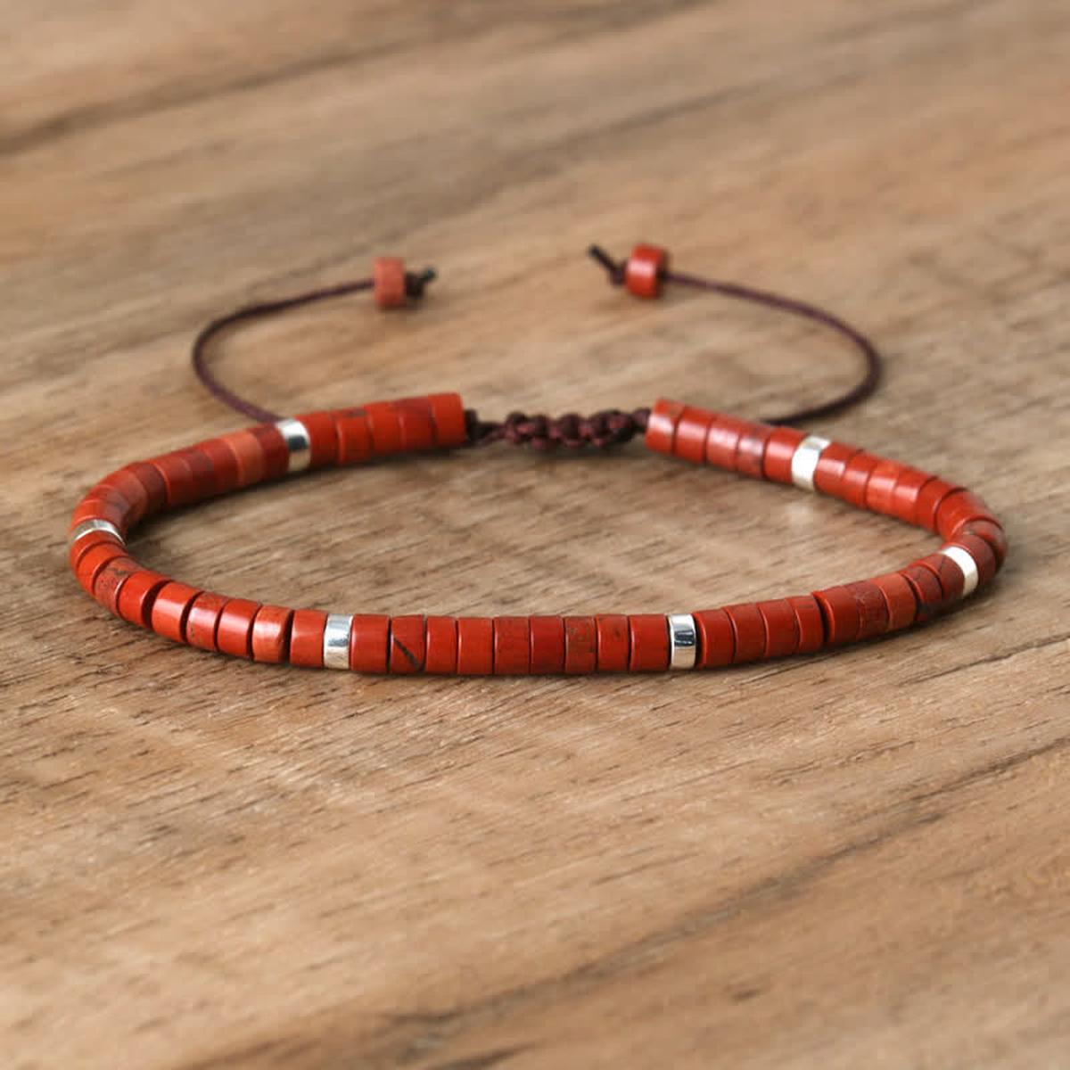 Braided Bracelet With 2.4mm Natural Stone Beads