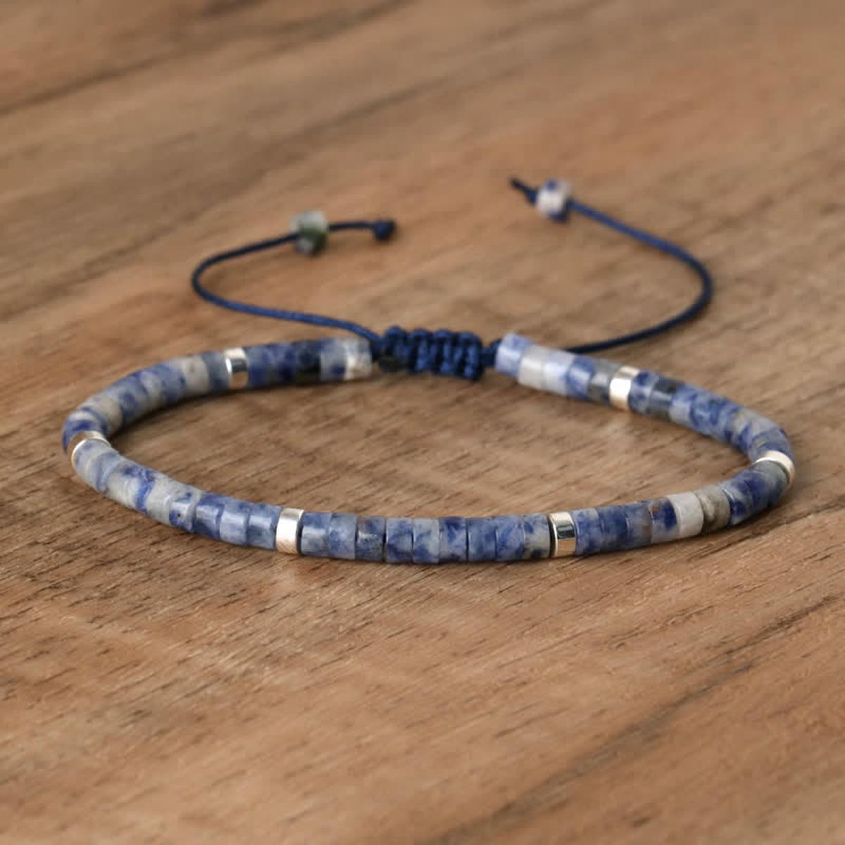 Braided Bracelet With 2.4mm Natural Stone Beads