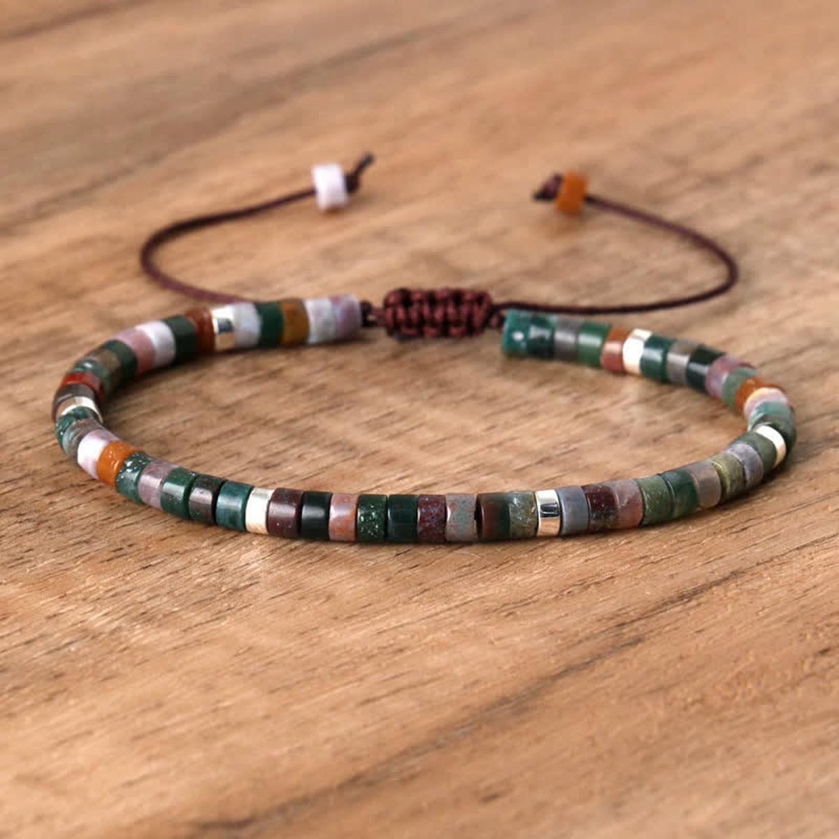 Braided Bracelet With 2.4mm Natural Stone Beads