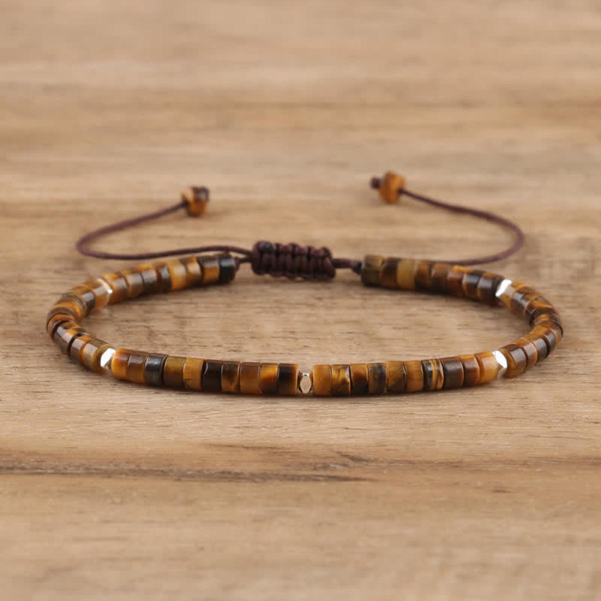 Braided Bracelet With 2.4mm Natural Stone Beads