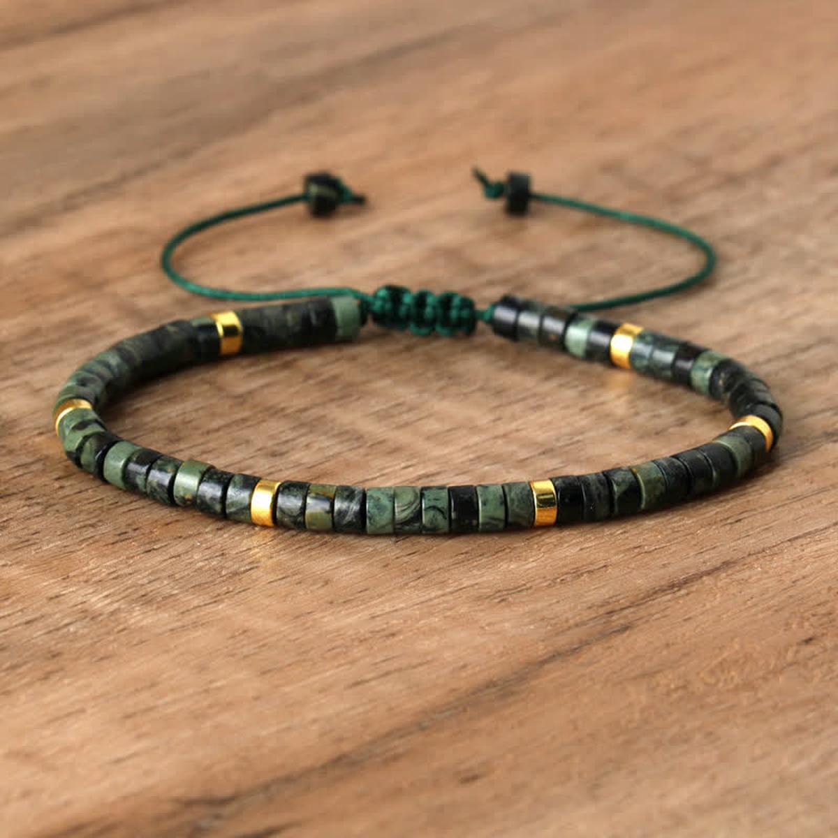 Braided Bracelet With 2.4mm Natural Stone Beads