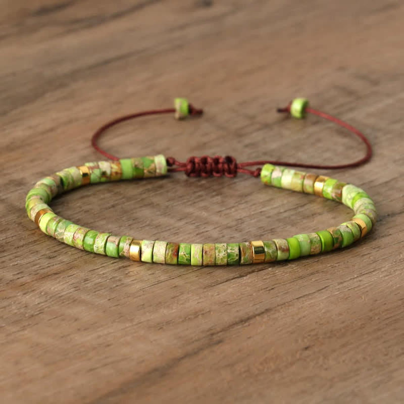 Braided Bracelet With 2.4mm Natural Stone Beads