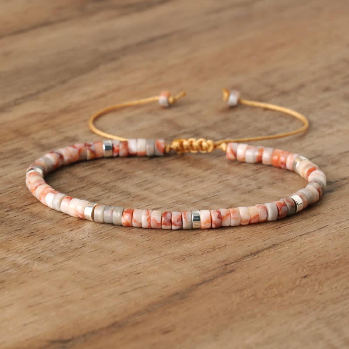 Braided Bracelet With 2.4mm Natural Stone Beads