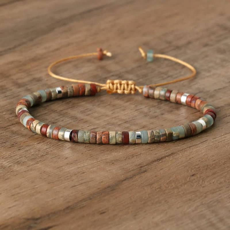 Braided Bracelet With 2.4mm Natural Stone Beads