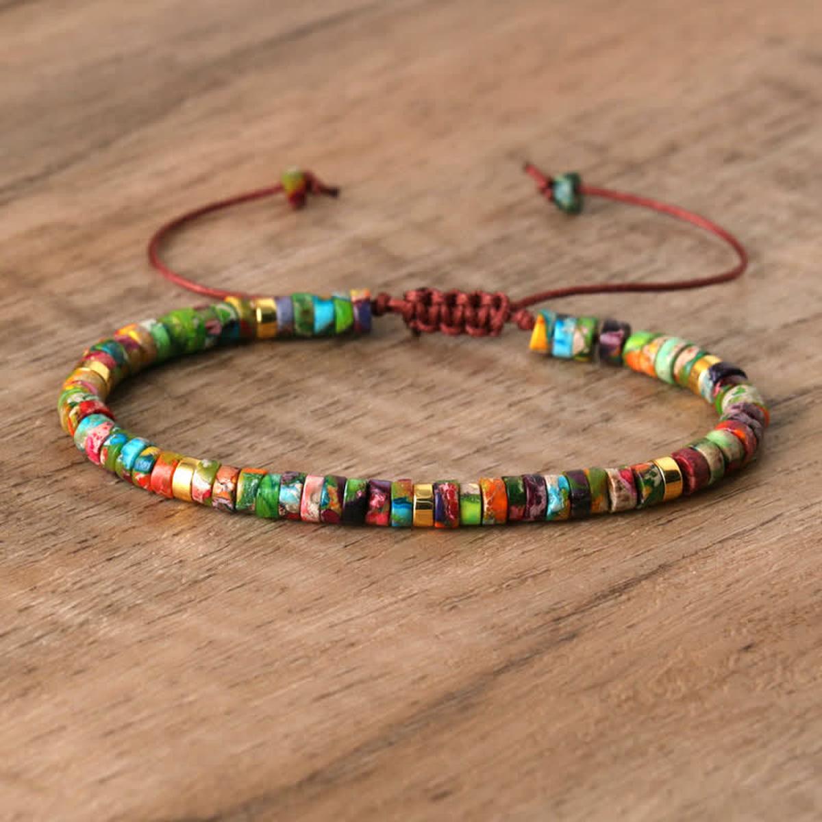 Braided Bracelet With 2.4mm Natural Stone Beads
