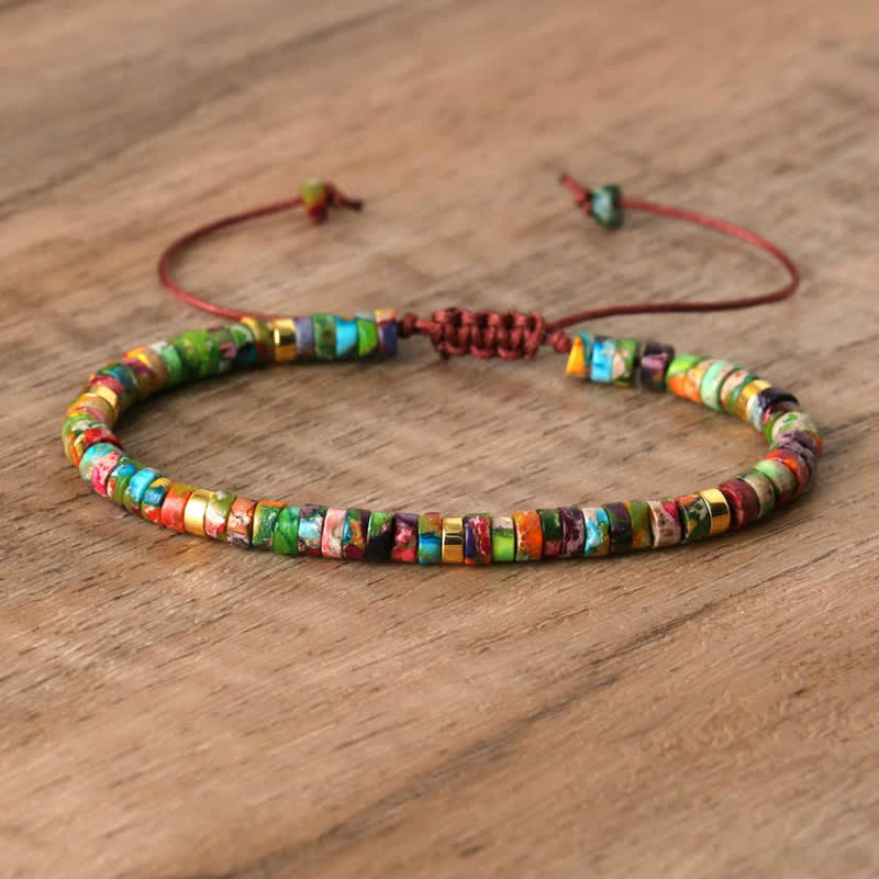 Braided Bracelet With 2.4mm Natural Stone Beads