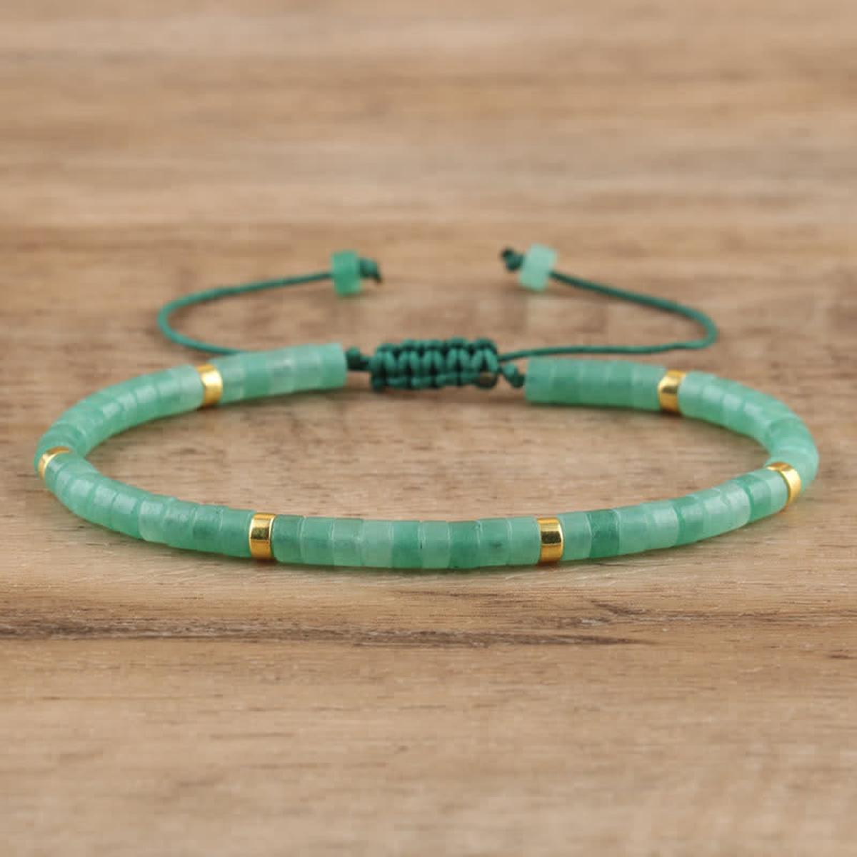 Braided Bracelet With 2.4mm Natural Stone Beads