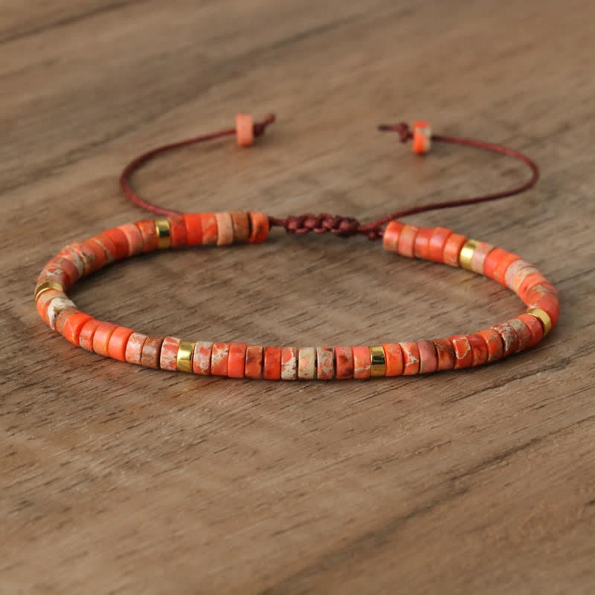 Braided Bracelet With 2.4mm Natural Stone Beads