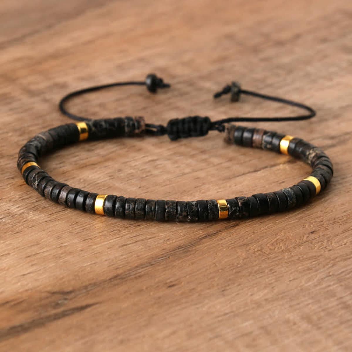 Braided Bracelet With 2.4mm Natural Stone Beads