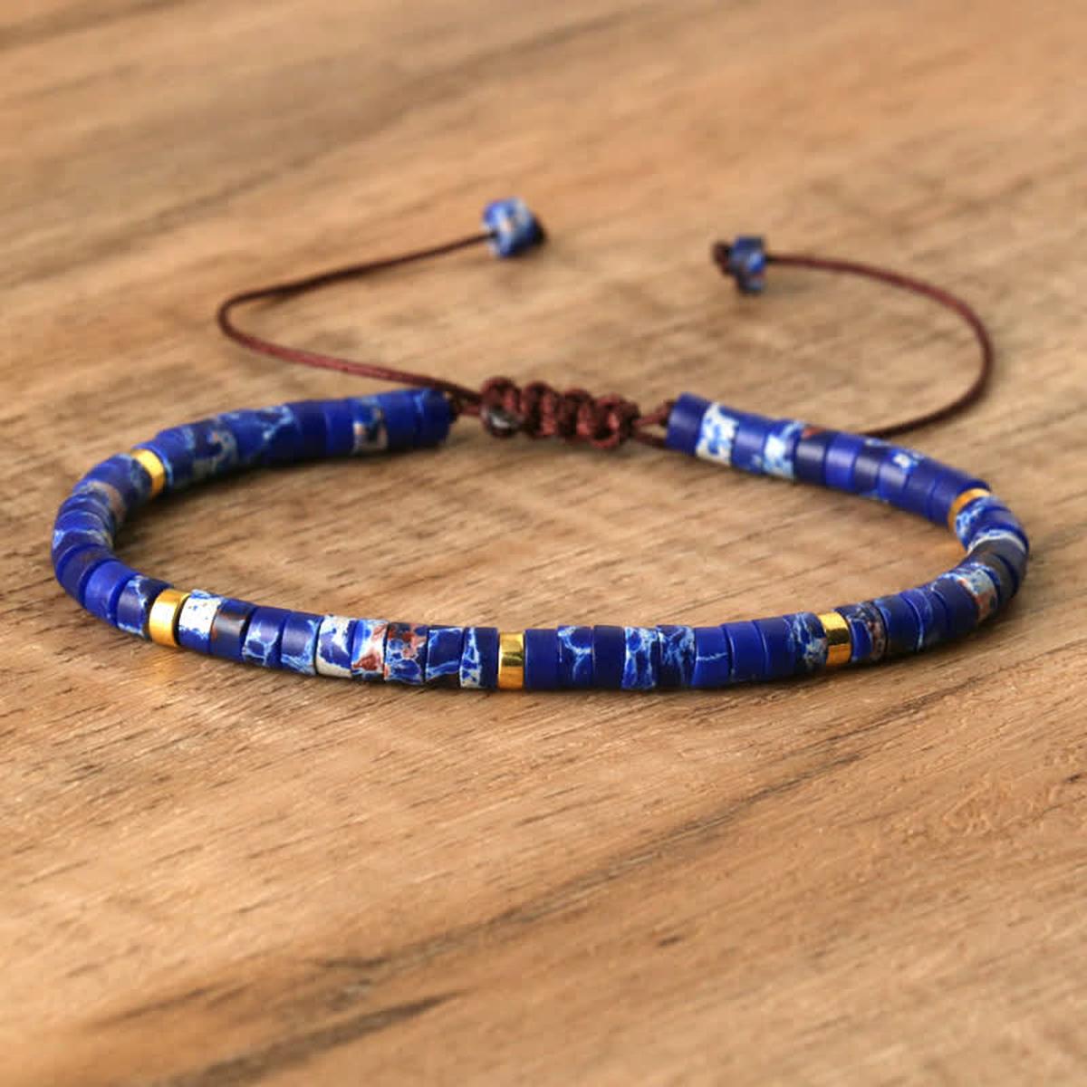 Braided Bracelet With 2.4mm Natural Stone Beads