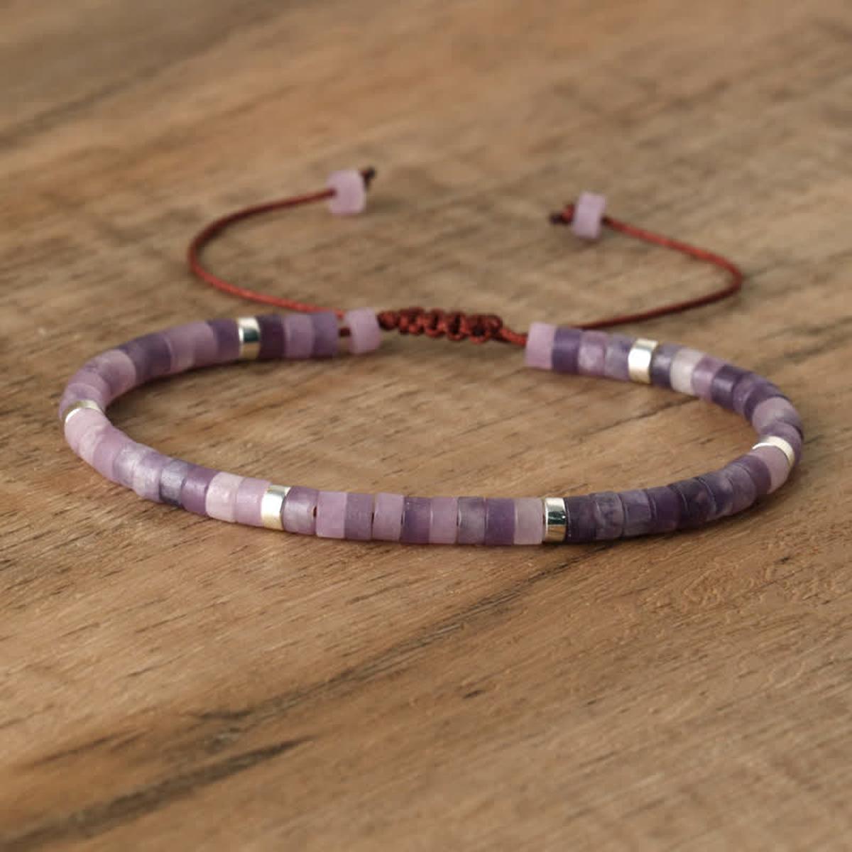 Braided Bracelet With 2.4mm Natural Stone Beads